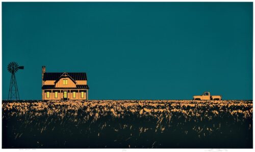 Un portrait dune maison dans un paysage de la campagne.
