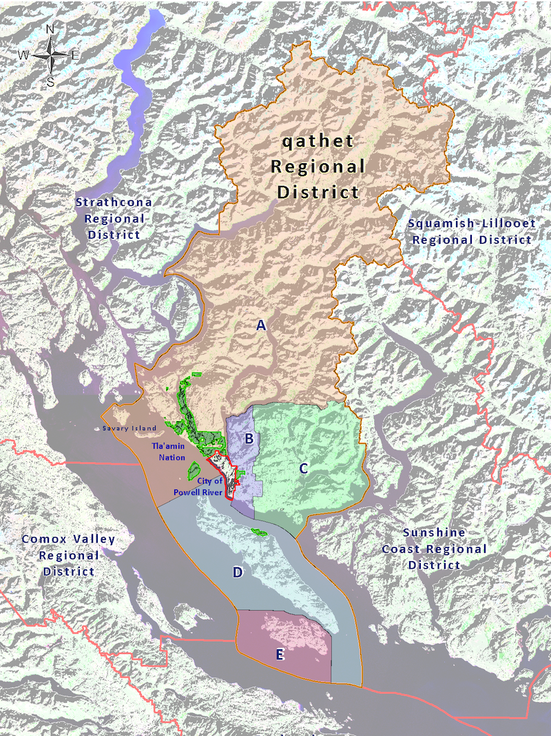 Map of qathet Regional District 