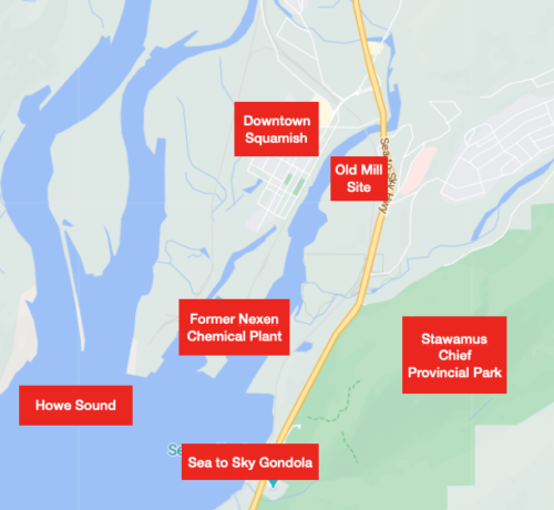 Parts of Squamish mentioned in text