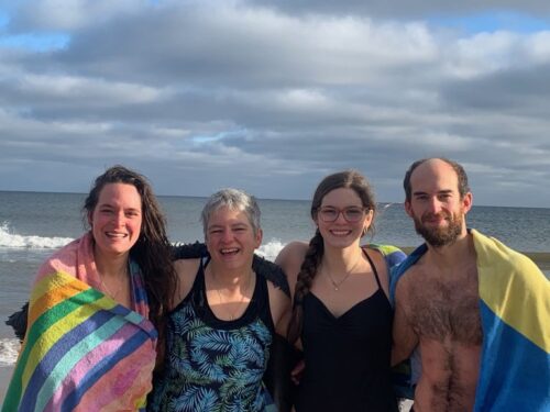 A photo of the Richard family on the beach on New Year's Day. 