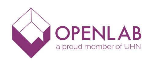 Graphic that reads "OPENLAB a proud member of UHN" in purple lettering