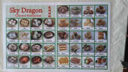 Photo of Sky Dragon menu with visual aids on menu