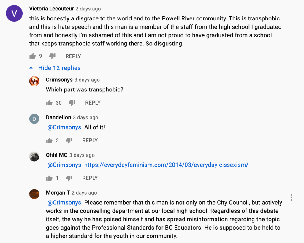 Polarized comments below Jim Palm's speech reposted to YouTube