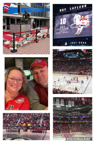 Un collage de photos lors d'un match de hockey au Centre Bell de Montréal.