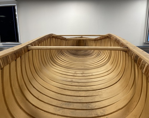 Photo of the inside of the 19 foot canoe.