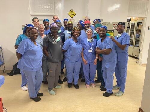 Photo of doctors in scrubs at King Faisal Hospital in Rwanda.