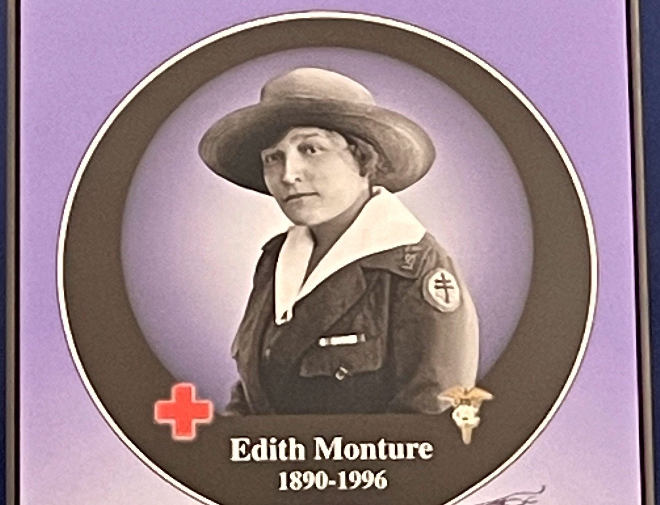 Image of Edith Monture and 1890-1996, with words- Mohawk, bear clan and belt.