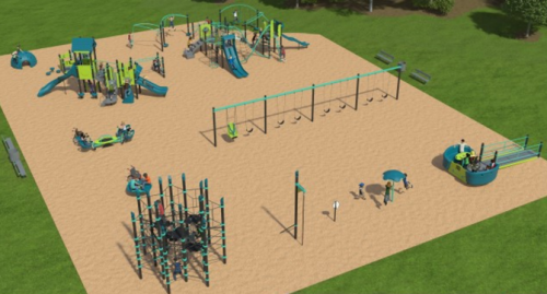 vue en 3 dimensions du futur parc de jeux.