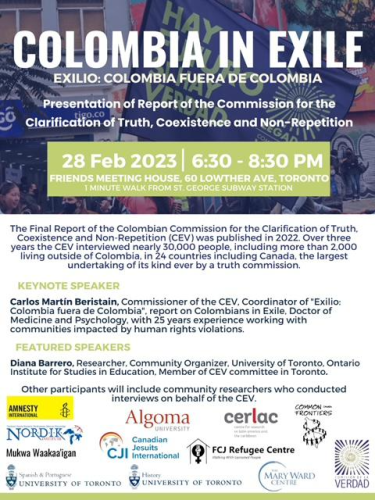 Poster con letras. Titulo: Colombia un exile