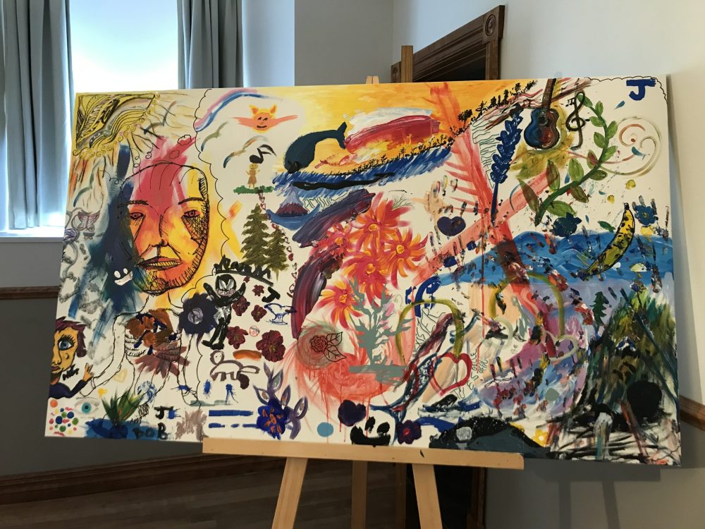 Un mélange de couleur vive sur une toile