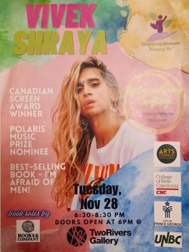 A poster for the IWAU event is shared here. It features the event details, including crafting event before and after Vivek Shraya's performance 6:30pm to 8:30pm.
