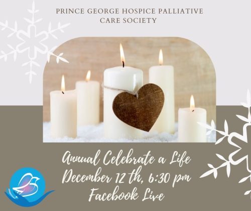 A hospice house braded poster prints the detials of the event listed in the article. I features a heart and candles