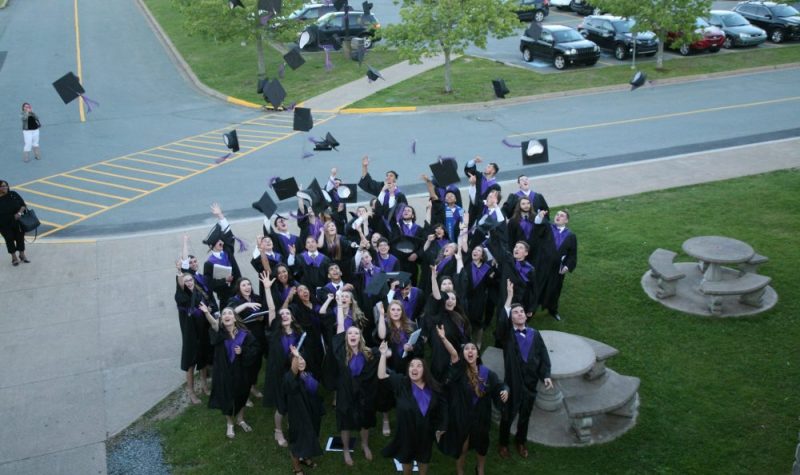 des élèves diplômés lançant leur chapeau en l'air