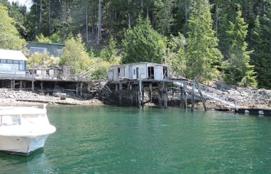 A photo of the Surge Narrows store as seen from the water.