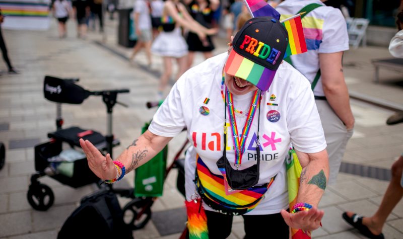 A woman wearing a pride hat at the TD Block Party that took place on Thursday.