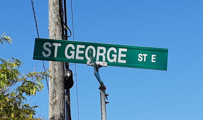 The St. George Street East sign is shown.