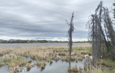 Le lac Niven, sous un ciel gris.