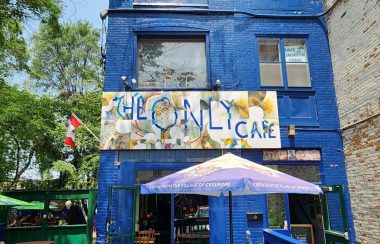 The new sign of The Only Cafe above their front patio.