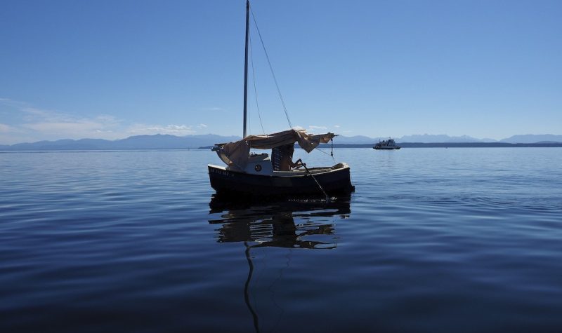 A sail boat on the water near Cortes Island.