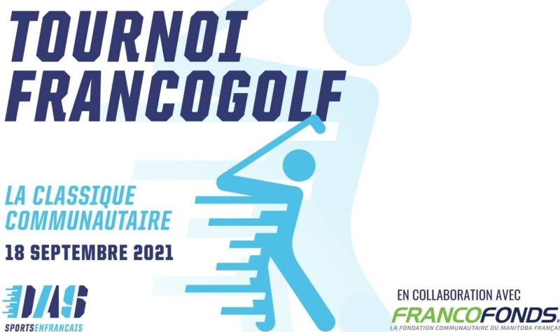 Infographie du tournoi francogolf avec un bonhomme dessin qui joue au golf.