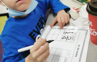 Early childhood educator Mira Lynn Moss is helping children with online learning, including her six-year-old son Cedric, pictured here. Photo: Mira Lynn Moss