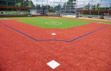 A picture of the newly updated baseball diamond at Grant Park in Abbotsford