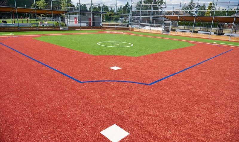 A picture of the newly updated baseball diamond at Grant Park in Abbotsford