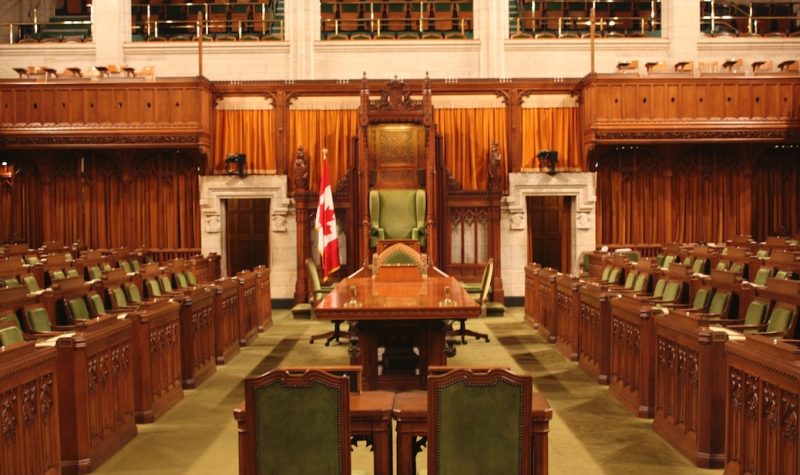 The interior of the House of Commons chamber.