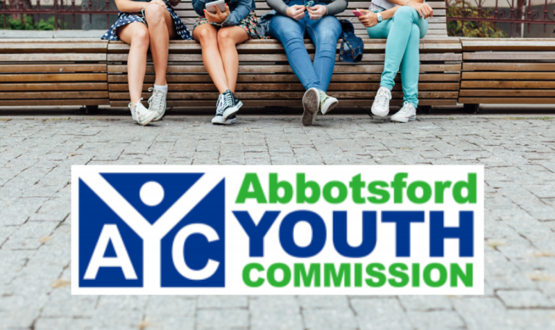 Photo With Abbotsford Youth Commission Logo and kids sitting down
