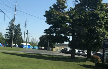 Showing an encampment set up in Cobourg