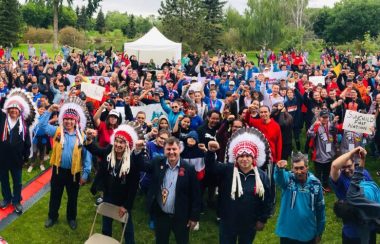 Indigenous people posing for picture from 2019 Alberta Indigenous Games