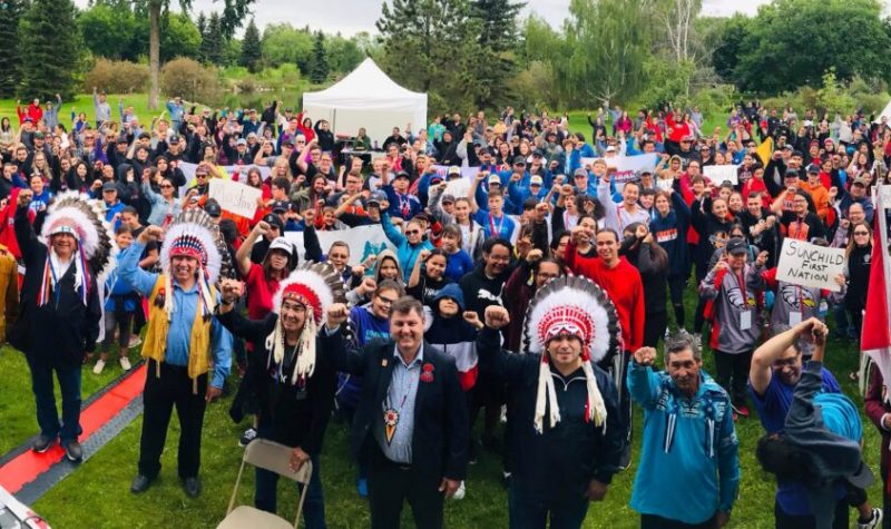 Indigenous people posing for picture from 2019 Alberta Indigenous Games