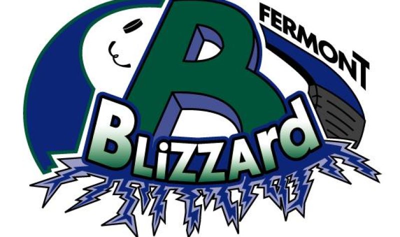 Logo du Blizzard de Fermont, un gros B vert et blizzard écrit en blanc et vert