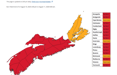 A photo of Nova Scotia's burnsafe map