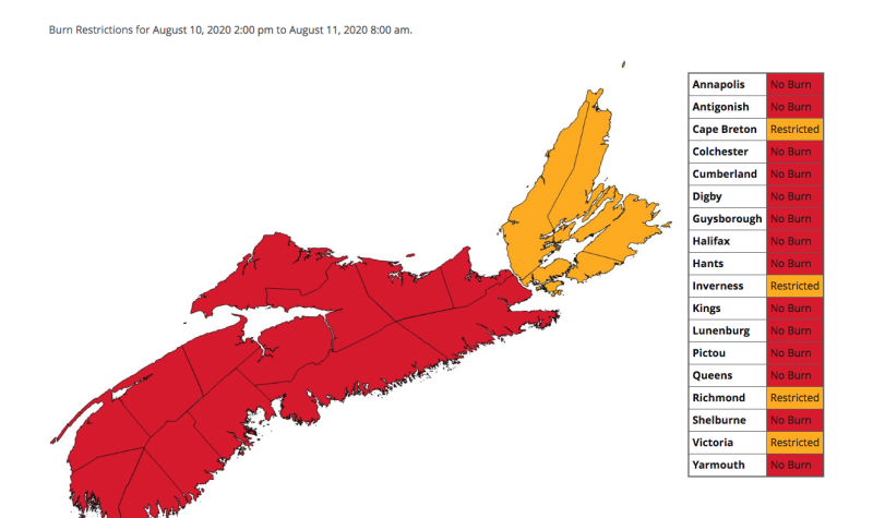 A photo of Nova Scotia's burnsafe map