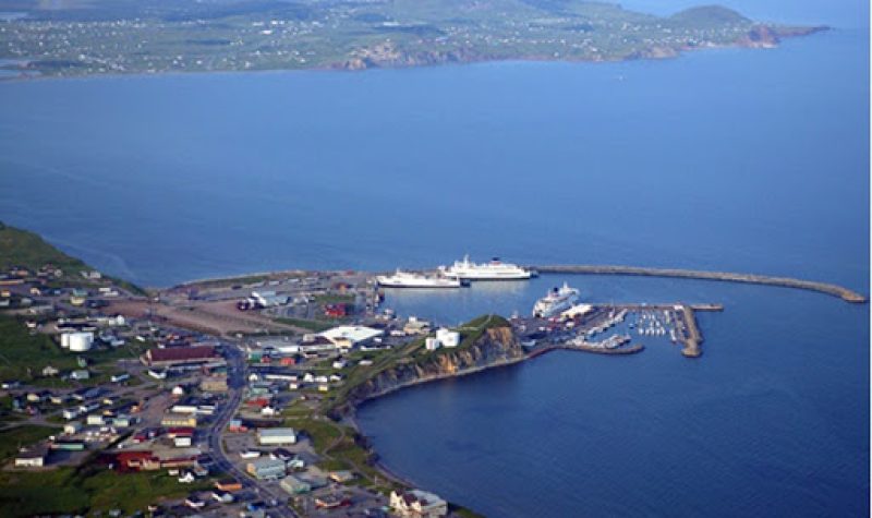 An aerial view of the fishing/marina port of Cap-aux-Meules on the Magdalen Islands
