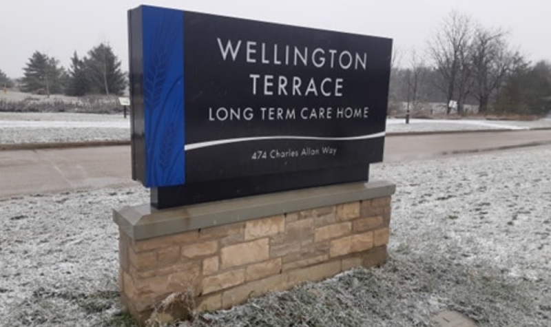 Road sign for Wellington Terrace Long Term Care Home