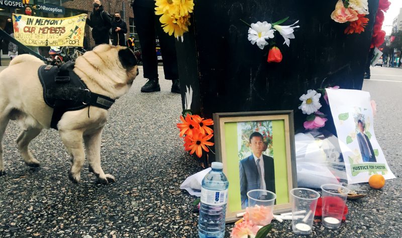 Offerings laid at a Hastings Street memorial for the 37-year-old Downtown Eastside resident shot dead by police on Jan. 5