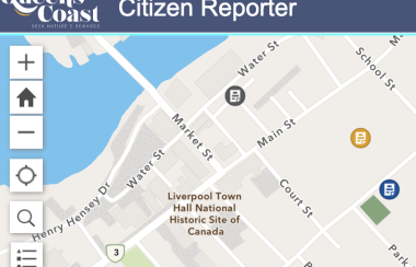 Screenshot of Citizen Reporter portal on Region of Queens website map