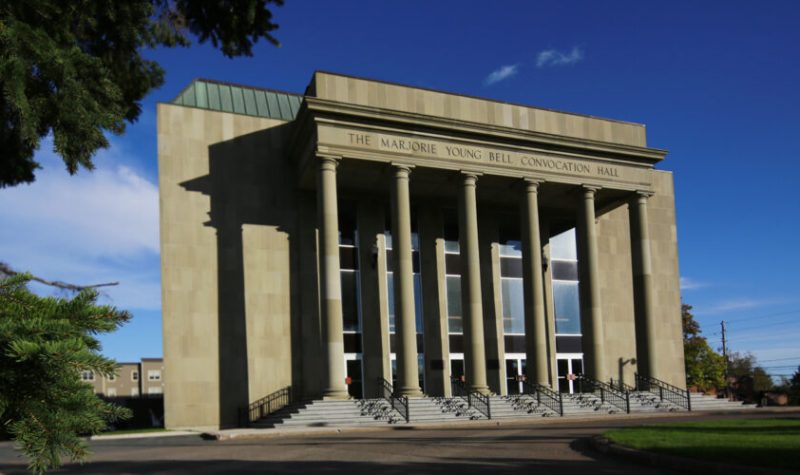 An exterior photo of Convocation Hall.