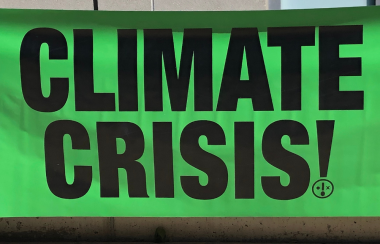 Une affiche à la manifestation contre le réchauffement climatique.