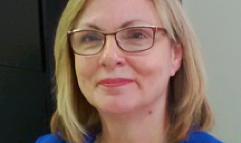 A headshot of Litchfield Mayor Colleen Larivière, wearing a blue sweater and glasses.