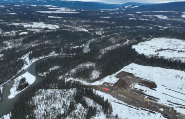 Aerial view of the coastal gas link drill site