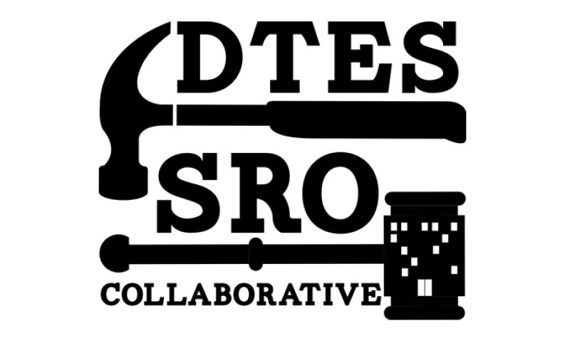 The black and white logo DTES SRO Collaborative