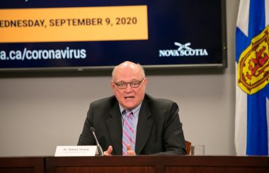 A photo of Dr. Robert Strang providing a COVID-19 update at a press conference Sept. 9, 2020.