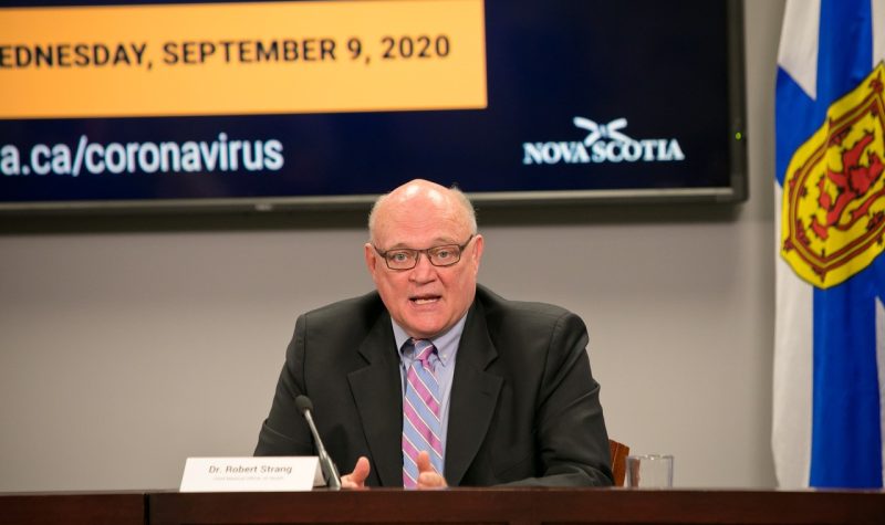 A photo of Dr. Robert Strang providing a COVID-19 update at a press conference Sept. 9, 2020.