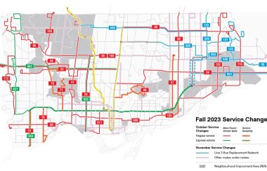 TTC map that shows the what is being increased in service across the city