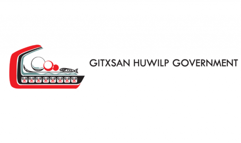 a logo with indigenous artwork and words saying Gitxsan Huwilp Government