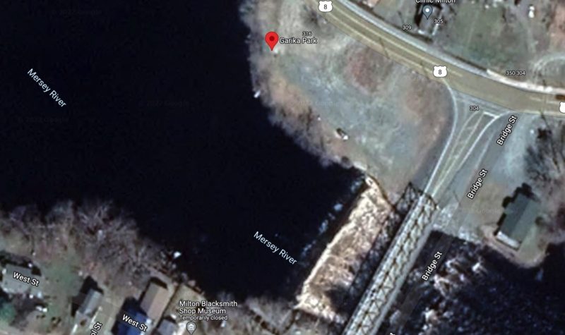 Satellite map view of Garika Park in Milton Nova Scotia