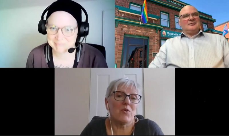 A screenshot of three people in a Zoom meeting. Ashley Legere, Lloyd Bruce, and Debby Warren are all visible.